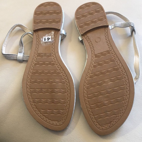 “Diamond” Ankle Strap Flat Nonslip Toe Sandals Size 9.5 Beach Wedding - Picture 7 of 8